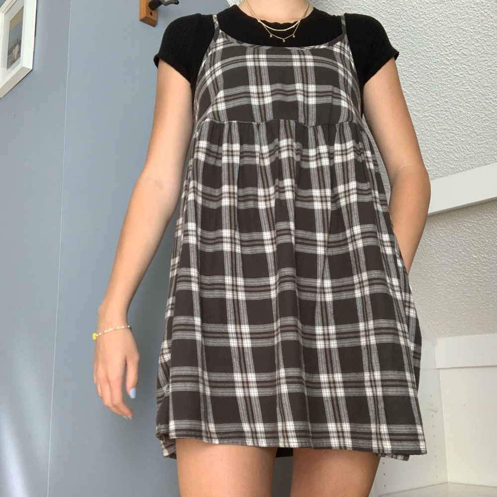 Plaid mini dress.
